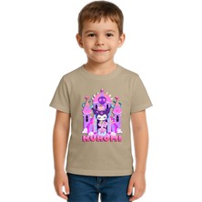 Sedirli Unisex Kuromi Baskılı Çocuk Tişört Pamuklu Penye Kumaş
