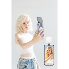 Matechno Şarjlı Aynalı Manyetik LED Selfie Işığı 3 Renk Modlu Telefon Video Çekim ve Makyaj Işığı