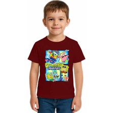 Sedirli Unisex Sungerbob Baskılı Çocuk Tişört Pamuklu Penye Kumaş