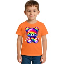 Sedirli Unisex Ayıcık Bear Baskılı Çocuk Tişört Pamuklu Penye Kumaş