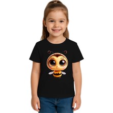 Sedirli Unisex Arı Bee Baskılı Çocuk Tişört Pamuklu Penye Kumaş