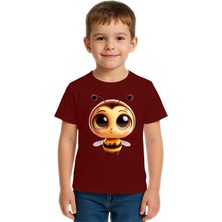 Sedirli Unisex Arı Bee Baskılı Çocuk Tişört Pamuklu Penye Kumaş
