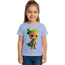 Sedirli Unisex Groot Baskılı Çocuk Tişört Pamuklu Penye Kumaş