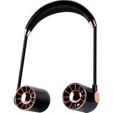 Selfbuysell Boyunluk Fan Hava Soğutucu Vantilatör Boyuna Asmalı Şarjlı 3 Kademeli Mini Klima Siyah