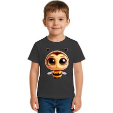 Sedirli Unisex Arı Bee Baskılı Çocuk Tişört Pamuklu Penye Kumaş