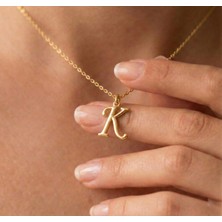 Ashak Accessories Kadın 925 Ayar Gümüş Zincirli F Harfi Classic Baş Harfli Harf Alfabe Isim Kolye