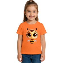 Sedirli Unisex Arı Bee Baskılı Çocuk Tişört Pamuklu Penye Kumaş