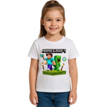 Sedirli Unisex Mınecraft Baskılı Çocuk Tişört Pamuklu Penye Kumaş