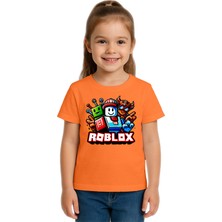 Sedirli Unisex Roblox Baskılı Çocuk Tişört Pamuklu Penye Kumaş