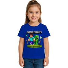 Sedirli Unisex Mınecraft Baskılı Çocuk Tişört Pamuklu Penye Kumaş