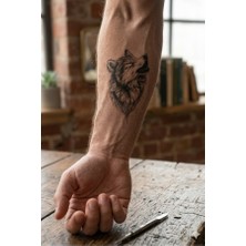 Geçici Uluyan Kurt Figürlü Gerçekçi Görünümlü Dövme Tattoo