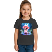 Sedirli Unisex Labubu Baskılı Çocuk Tişört Pamuklu Penye Kumaş