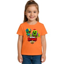 Sedirli Unisex Brawl Stars Baskılı Çocuk Tişört Pamuklu Penye Kumaş