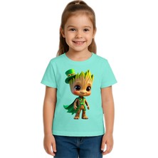 Sedirli Unisex Groot Baskılı Çocuk Tişört Pamuklu Penye Kumaş