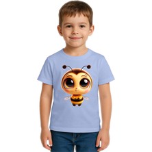 Sedirli Unisex Arı Bee Baskılı Çocuk Tişört Pamuklu Penye Kumaş