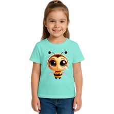 Sedirli Unisex Arı Bee Baskılı Çocuk Tişört Pamuklu Penye Kumaş