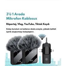 Profesyonel 3 In 1 Kablosuz Yaka Mikrofonu Tüylü Yüksek Kalite ile Podcast Yayın ve Müzik Kayıt İçin