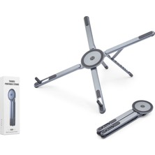 Katlanir Manyeti̇k 360 Derece Döner Masaüstü Tablet ve Laptop Standi Metal - Gümüş ND8032
