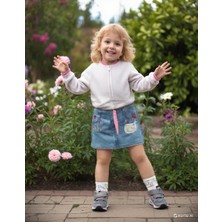 Almira Anne Bebek Kız Çocuk Kot Etek - Nakış Detaylı Beli Lastikli Şık Tasarım, 2 - 6 Yaş