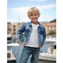 Almira Anne Bebek Erkek Çocuk Kot Ceketi - Kuş Nakışlı - 7 - 8 - 9 Yaş