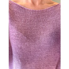 Ali Butik Pembe Kayık Yaka Rahat Kalıp Triko