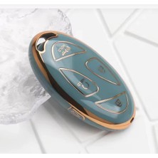 Şenyıldız Aksesuar Hyundai Yeni Tucson Ioniq Kona Elantra Anahtar Kılıfı Mavi/altın 5 Tuşlu Model 2.resime Bakınız