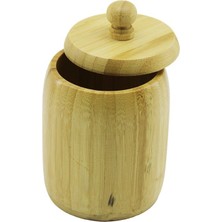 Selfbuysell No-8 Ahşap - Bambu Şekerlik Kapaklı Çap: 7.5cm Derinlik: 8.5cm (5324)