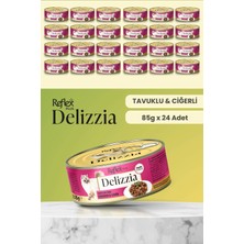 Reflex Plus Delizzia / Sos Içinde Parça Etli Tavuklu & Ciğerli Yetişkin Kedi Maması 85G x 24 Adet
