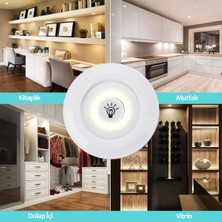 Selfbuysell 3&amp;apos;lü Uzaktan Kumandalı Pilli Yapışkanlı Kablosuz LED Spot Lambalar (5324)