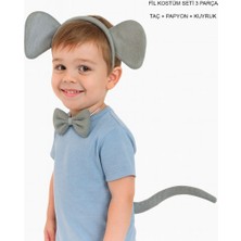 Fil Kostümü Aksesuar Seti 3 Lü - Taç Papyon Kuyruk ARLSTRTCH-RSG3256