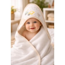 Almira Anne Bebek Erkek Bebek Tren Baskılı Pamuklu Banyo Havlusu