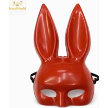 Uzun Kulaklı Kırmızı Lüks Tavşan Maskesi ARLSTRTCH-RSG3256