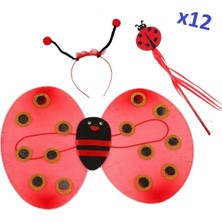 Skygo Uğur Böceği Kostüm Seti - Kanat Taç Asa 3 Parça 12 Adet