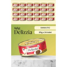 Reflex Plus Delizzia / Sos Içinde Parça Etli Dana Etli Yetişkin Kedi Maması 85G x 24 Adet
