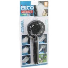 Selfbuysell 5 Mod Yuvarlak=8.7cm Duş Başlık Kademeli Vakumlu Siyah Gövde - Siyah Zemin - Beyaz-Syh Iğne SAP:14CM (5324)