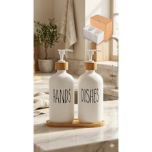 Balsa Mutfak Cam Sıvı Sabunluk Seti Siyah 2li