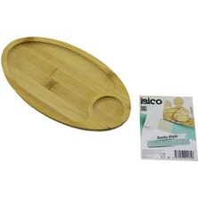 Selfbuysell Oval 2 Bölmeli=1+1 Ahşap Bambu Servis Sunum Tepsi - Tahtası Mini Tepsi 25 x 14 x 1.4cm (5324)