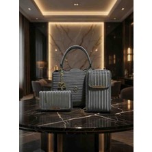 Nakişce 3'lü Kombin Omuz ve Kol Çantası, Kartlık ve Telefonluk Günlük Çanta