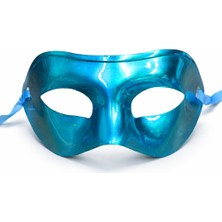 Samur Metalize Parlak Parti Maskesi Turkuaz Mavi Renk 16x7 cm