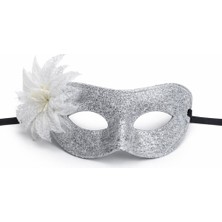 Marsilyan Gümüş Simli Tüylü Balo Maskesi – Kadın Parti &amp; Maskeli Balo Maskesi