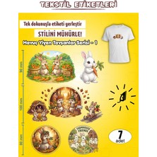 Agg Reklam Ütü ile Yapışan Kıyafet Etiketi Havuç Yiyen Tavşanlar Serisi-1   7li Set
