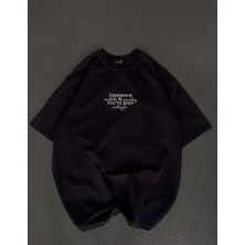 Giyim Center Kadın Baskılı T-Shirt Kısa Kol Bisiklet Yaka Oversize Rahat Kalıp Günlük Tişört   - Siyah