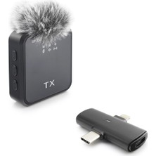 Skygo F15 Type-C + Lightning Kablosuz Yaka Mikrofonu - Siyah