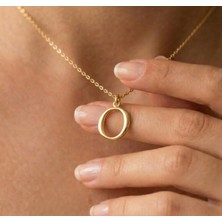 Ashak Accessories Kadın 925 Ayar Gümüş Zincirli O Harfi Classic Baş Harfli Harf Alfabe Isim Kolye