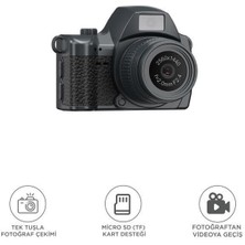 Skygo Dijital Fotoğraf Makineleri Video Mini Kamera 2k Video 128GB Destekli CMR42 Siyah