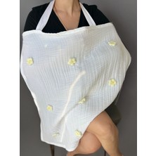 Bond and Bestie 4 Katlı Müslin Emzirme Örtüsü Ayarlanabilir Askılı, Lastikli, %100 Pamuk Müslin, Çiçek Desenli