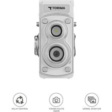 Nemere Mini Retro Dijital Fotoğraf Makinesi Video Kamera 1080P CMR44 Beyaz