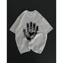 Giyim Center Kadın Baskılı T-Shirt Kısa Kol Bisiklet Yaka Regular Fit Rahat Kalıp Günlük Tişört - Beyaz