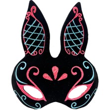 Siyah Kırmızı Tavşan Maskesi