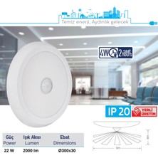 Teletek 22W Pır Sensörlü & Acil Durum Kitli LED Tavan Armatürü